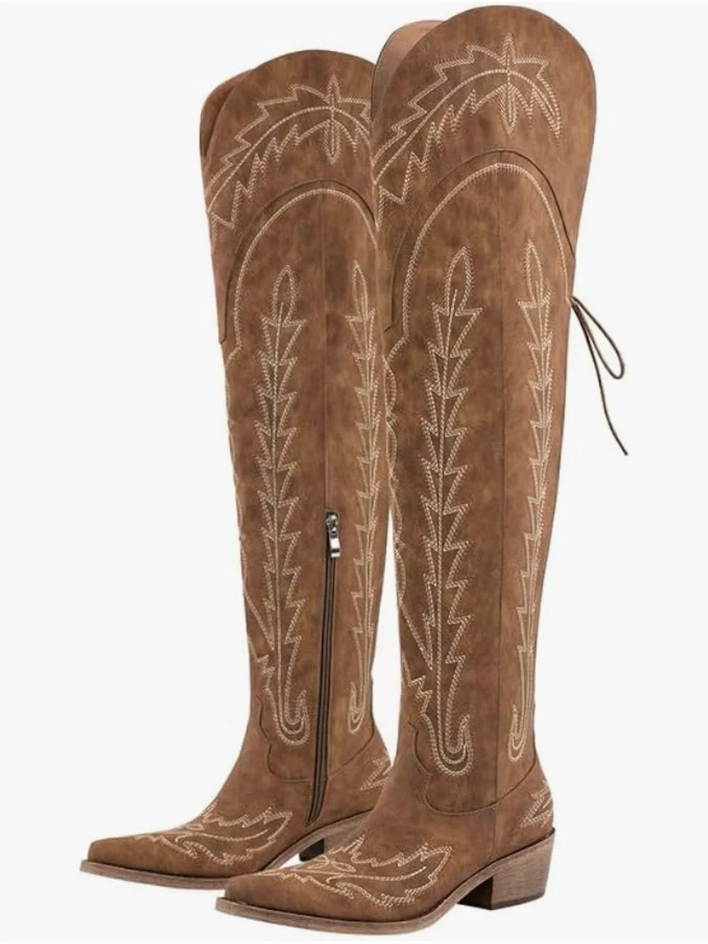 Women's Brown Suede Over-the-Knee Western Boots